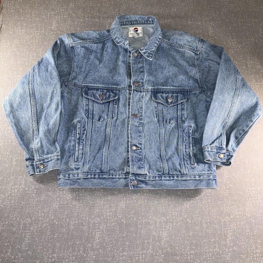 Vintage Pepsi Jacket Mens Large Blue Denim Bomber Nothing Else Is A Pepsi 90s